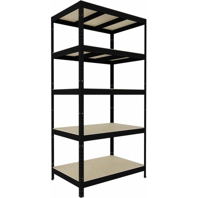 Biedrax Regál do technickej miestnosti 35 x 75 x 240 cm, čierny, 5 políc OSB 10 mm, nosnosť 200 kg na policu