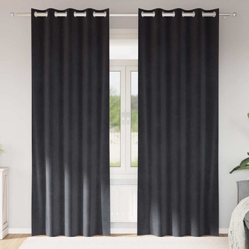 vidaXL Затъмняващи завеси 2 pcs Тъмен сив 140 x 225 cm Кадифе (4107225)