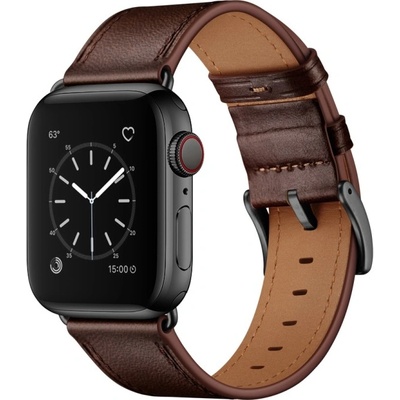 VSECHNONAMOBIL LEATHER Kožený řemínek pro Apple Watch Ultra 1 / 2 49mm / 9 / 8 / 7 45mm / 6 / SE / 5 / 4 44mm / 3 / 2 / 1 42mm tmavě hnědý 52978