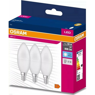 Osram žárovka LED VALUE CLB60 E14 7W/865 3balení BASECLB60 svíčka