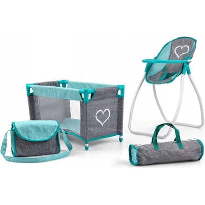 Milly Mally Sada pro panenky: postýlka + nosítko + houpačka Elsa PRESTIGE Mint – Sleviste.cz