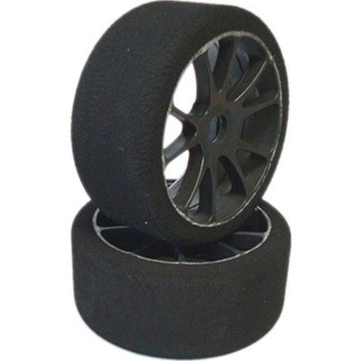 SP RACING 1/8 GT mechové gumy tvrdost: 37 Shorenalepené gumyčerné disky2 ks