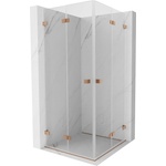 Mexen Lunar-F Duo сгъваема душ кабина 95 x 95 см, прозрачна, четкана мед - 836-095L-095P-65-00 (836-095L-095P-65-00)