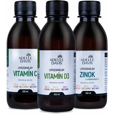 Adelle Davis lipozomálny Vitamín C 200 ml + Adelle Davis lipozomálny Vitamín D3 200 ml + Adelle Davis lipozomálny zinok 200 ml