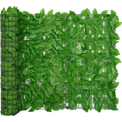vidaXL Balkónová zástěna s zelenými listy 400 x 100 cm