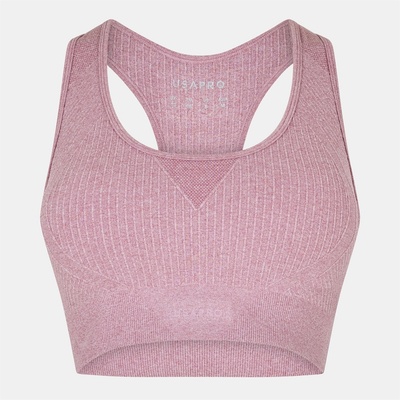 USA Pro UP Seamless Crop Sports Bra - Light Pink