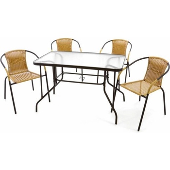 Garthen 37024 Záhradný set polyratanový 4 stoličky a sklenený stôl