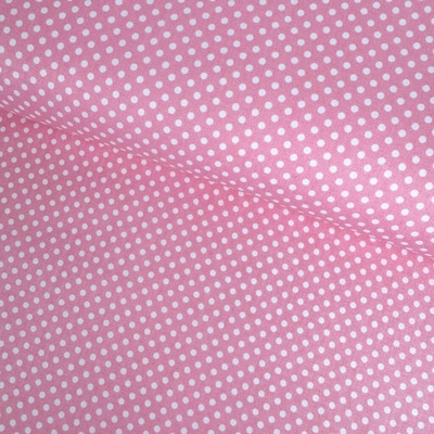 Bavlna vzorovaná - Bodka (2,5 mm) biela na ružovom