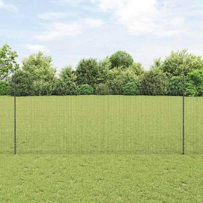 OMAXI Svařovaná drátěná plotovina s tyčkami 10 x 1,4 m Šedá Síťovina 928207