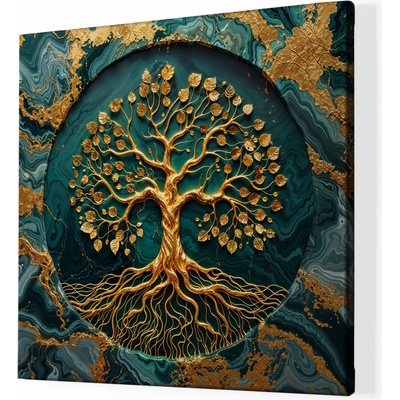 Obraz na plátně - Strom života Zlatý Opus FeelHappy.cz Velikost obrazu (šířka x výška): 60 x 60 cm