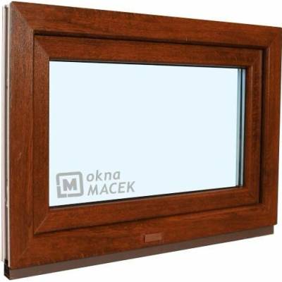 KNIPPING Plastové okno - 70 AD, 600x500 mm, S, ořech Sklo: čiré, Barva, imitace: ořech/bílá (jednostranně)
