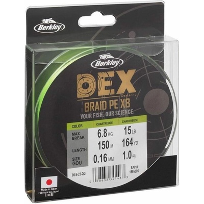 Berkley Šňůra DEX BRAID PE X8 Chartreuse 1m 0,04 mm