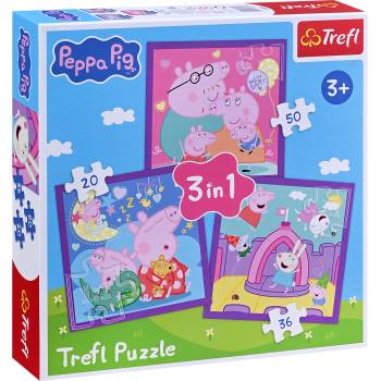 Trefl Пъзел Trefl 3 в 1 - Навиците на Прасенцето Пепа (34893)