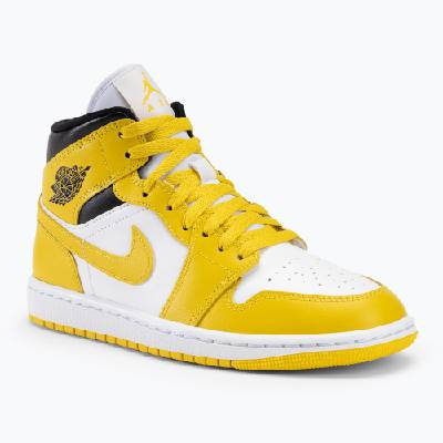Air Jordan 1 Mid дамски обувки бяло/черно/жива сяра