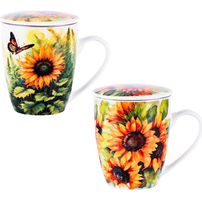 VERONI Hrnček s čajítkom Canvas rôzne motívy 360 ml