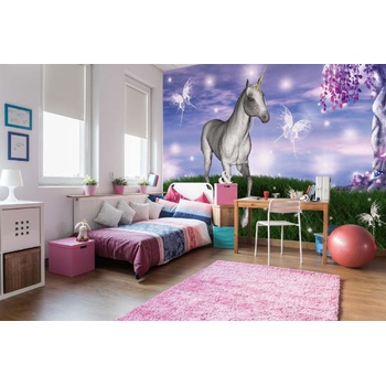 DIMEX ART s. r. o Самозалепваща се флизелинова фототапета еднорог на поляната 375 x 250 см