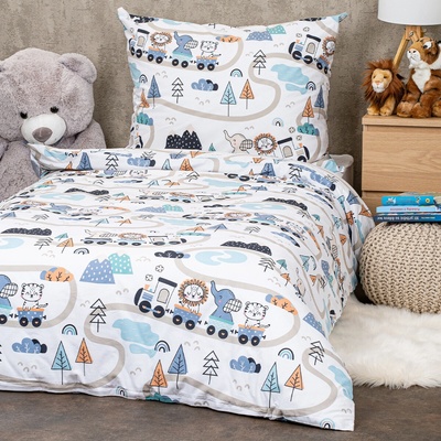 4Home Detské bavlna obliečky Happy train 140x200 70x90