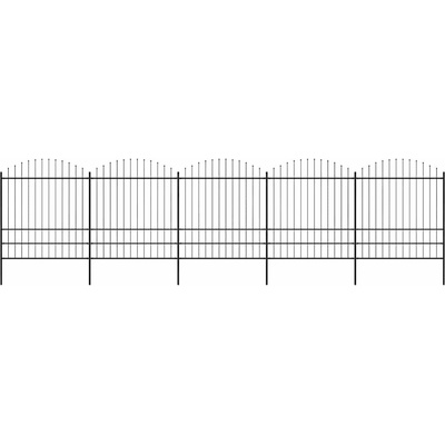 OMAXI Zahradní plot s kopím nahoře ocelový 838 x 200 cm černý 714813