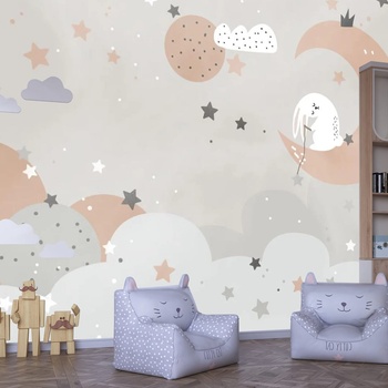 Decono Детски Фототапет Зайче и Луна
