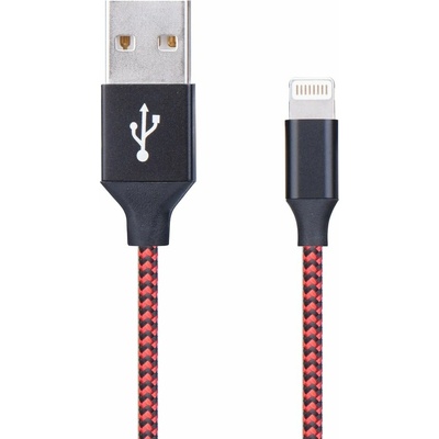 Lightning kabel nylonový 8pin 1m červený