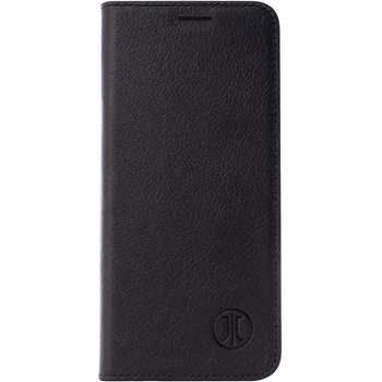 JT BERLIN LeatherBook Tegel Case - хоризонтален кожен (естествена кожа) калъф тип портфейл за iPhone XS Max (черен)