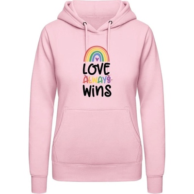 AWDis Dúhová mikina s Nápisom Love Always Wins bábätkovská ružová