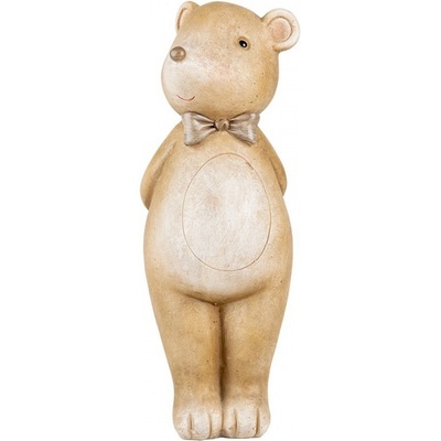 Hnědá dekorace medvídek s mašlí - 7*7*18 cm - Clayre & Eef