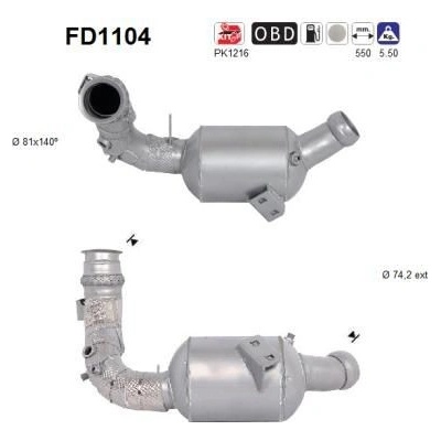 Filtr sazových částic, výfukový systém AS FD1104