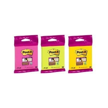 POST-IT Bločky Post-it Super Sticky 76x76mm, 75l mix farieb žltá, zelená, fuks
