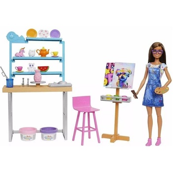 Mattel Комплект за игра Кукла Barbie, Студио на художник, 25+ творчески части, 1710297