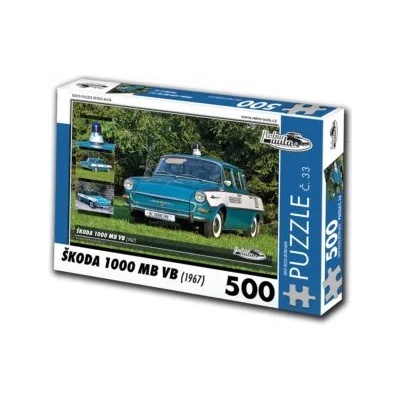 Retro cars - Puzzle Škoda 1000 MB VB (1967) - 500 piese