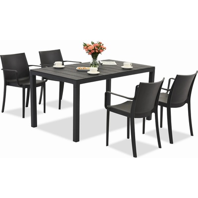 BICA Комплект градински мебели King/Victoria в цвят антрацит за 4 души Bica (BC440ANT-4xBC351ANT)