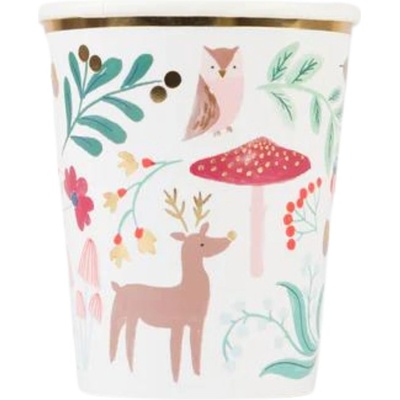 Meri Meri Papírové kelímky Winter Woodland 256 ml set 8 ks