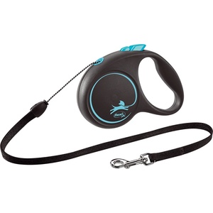 flexi Original каишка, черна, дизайн синьо S - 5 м, до 12 кг - шнур