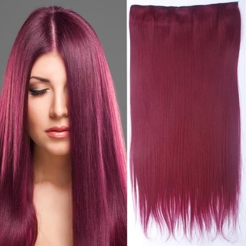 Clip in vlasy 60 cm dlouhý pás vlasů BURG BURG intenzivně tmavě červená