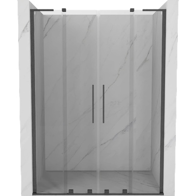 Mexen Velar L Duo плъзгащи се душ врати 150 см, прозрачни, четка gun gray - 871-150-003-02-66 (871-150-003-02-66)