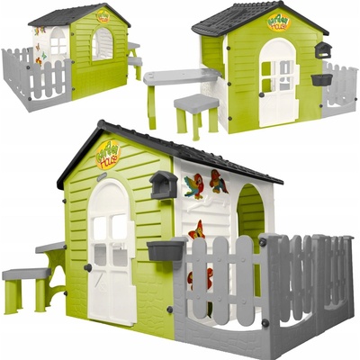 Mochtoys DĚTSKÝ ZAHRADNÍ DOMEK S PLOTEM A STOLEM VELKÝ XXL