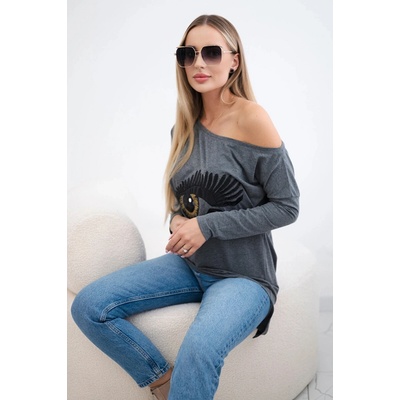 Tričko Tessa s potlačou a dlhším chrbtom Violet