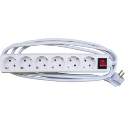 Разклонител с 6 гнезда и светлинен ключ, 1.5мм2, кабел с дължина