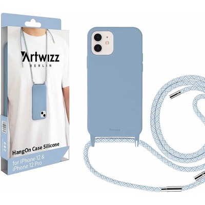 Artwizz HangOn Silicone Case - силиконов (TPU) калъфс с връзка за носене за iPhone 12, iPhone 12 Pro (светлосин)