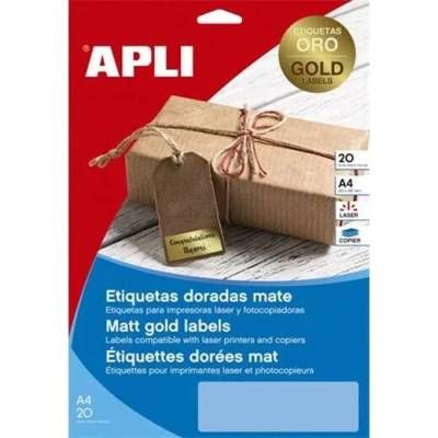 APLI Etikety, k laserovým tlačiarňam a kopírovacím strojom, 45,7x21,2 mm, APLI, matné, v zlatej farbe, 960 etikiet/balenie