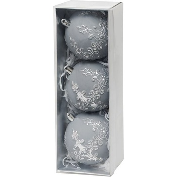 Gule MagicHome sada, 3 ks, strieborná, na vianočný stromček, 8 cm