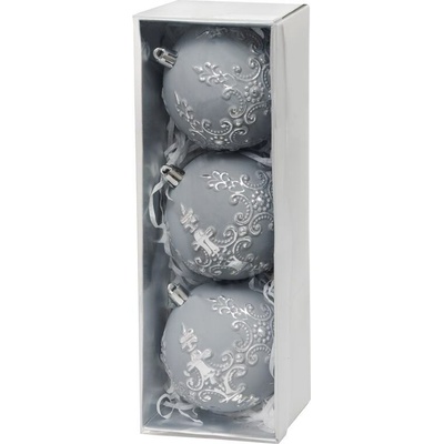 Gule MagicHome sada, 3 ks, strieborná, na vianočný stromček, 8 cm