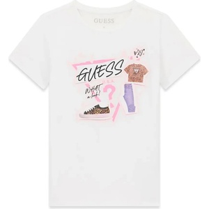 GUESS Тениска за момиче в бял цвят с цветни щампи Guess