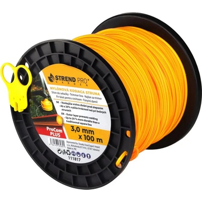 Silon na kosenie ProCom Plus, 3,0 mm, midi Spool L-100 m, s rezačom, hranatý