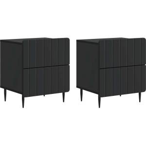 vidaXL Нощен шкаф 2 бр. Черно 43 x 34, 5 x 49, 5 см Инженерна дървесина (894298)