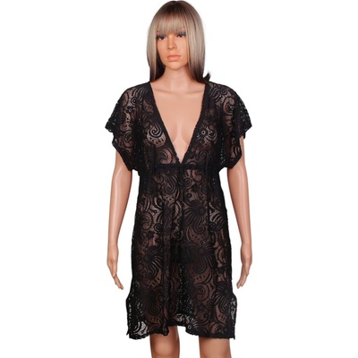 Стилна мрежеста туника за плаж в черен цвят