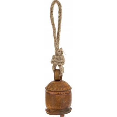 Artpol Vianočná Guľa VIANOČNÁ OZDOBA Kovový ZVONČEK na JUTOVOM šnúre - 23 x 6 cm