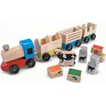 Melissa & Doug - Дървено влакче с аксесоари - Ферма