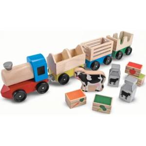 Melissa & Doug - Дървено влакче с аксесоари - Ферма